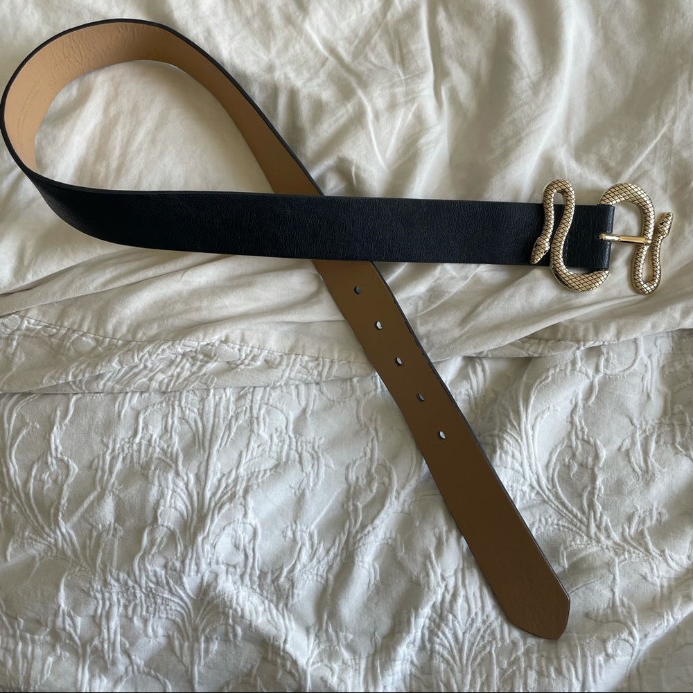 Express Reversible Black & Brown Belt with Gold Snake Buckle
